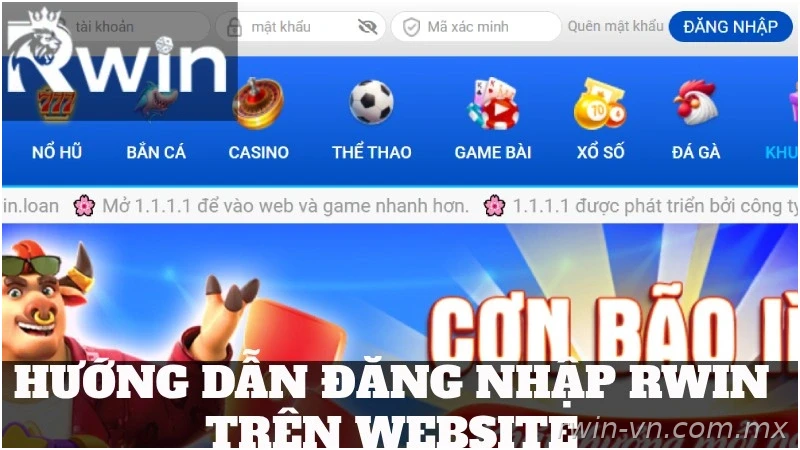 Cách đăng nhập Rwin trên web